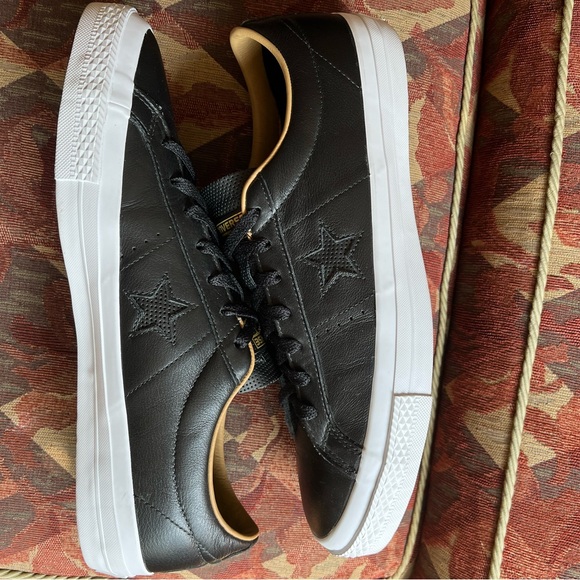 Converse One Star Cons Ox Black Leather Low Top Mens Classic Sneakers. Size 13. - Picture 3 of 7